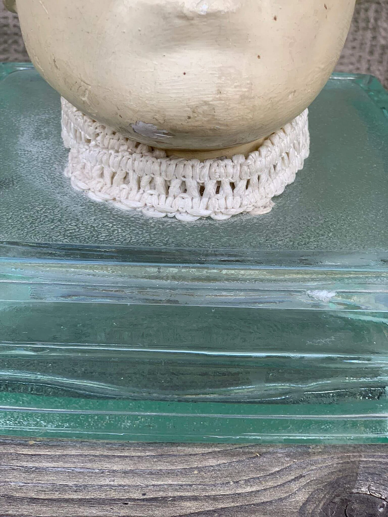 Plaster head of a woman on glass base, early 20th century 9