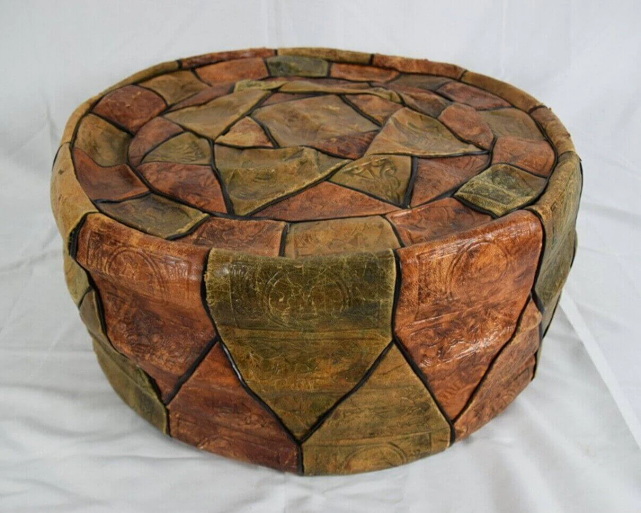 Camel leather pouf, 1950s 2