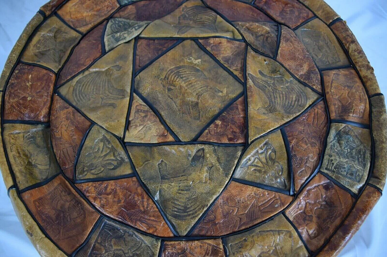 Camel leather pouf, 1950s 6