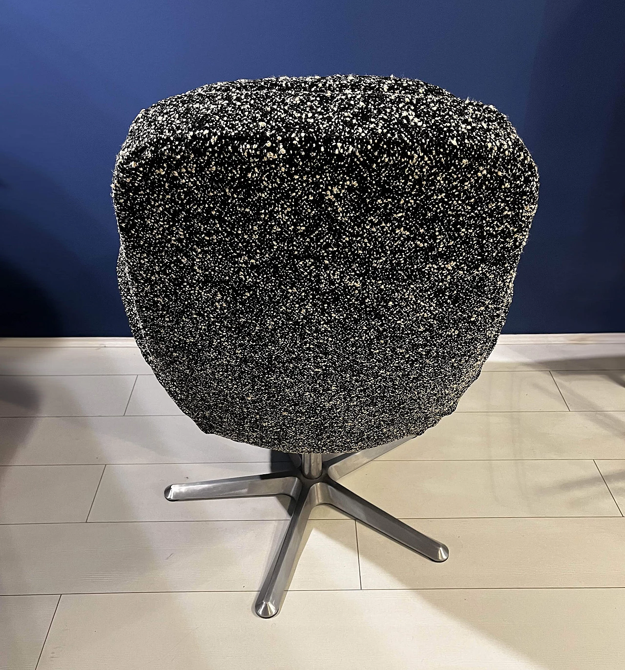 Canadian bouclé fabric and metal swivel armchair, 1980s 8