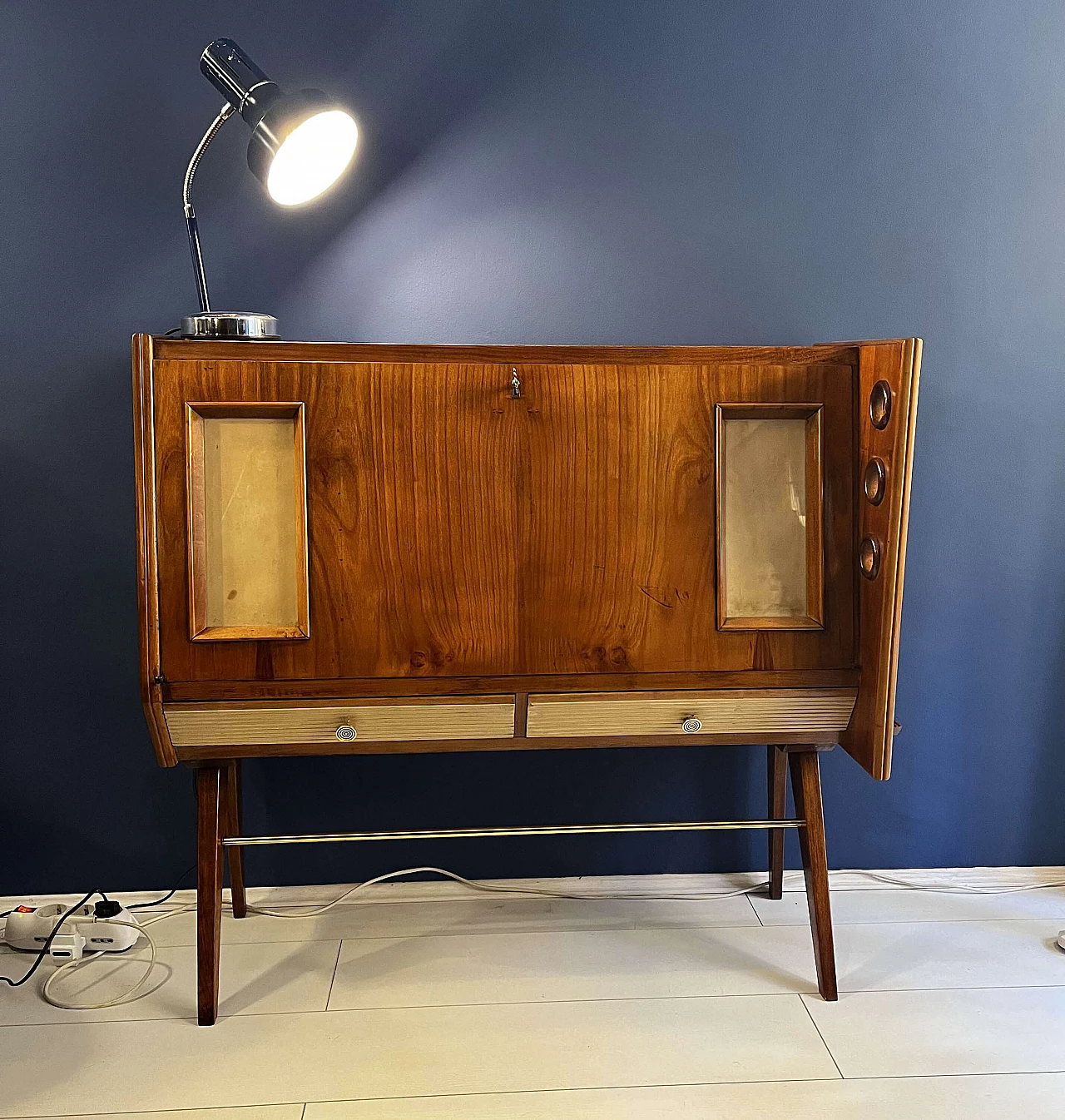 Wood and glass bar cabinet, 1960s 1