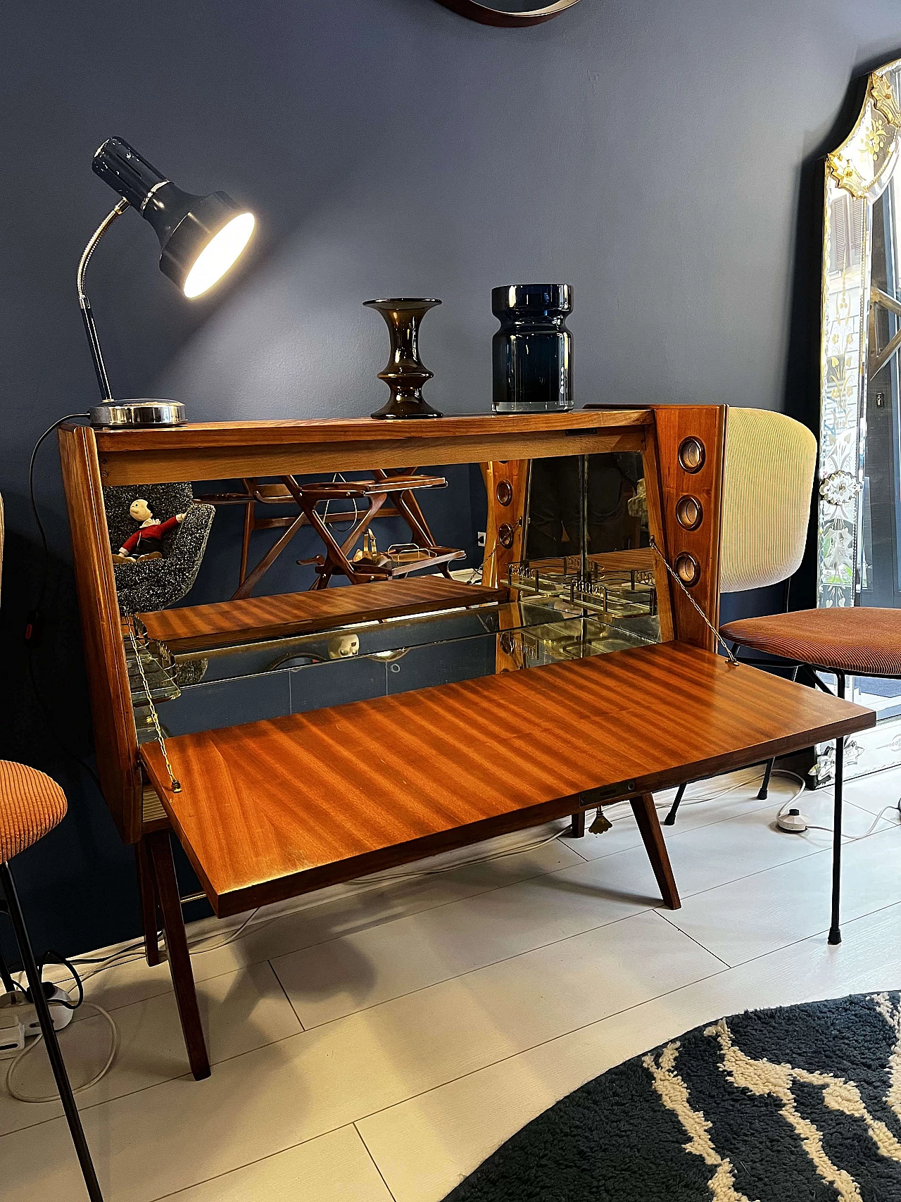 Wood and glass bar cabinet, 1960s 2