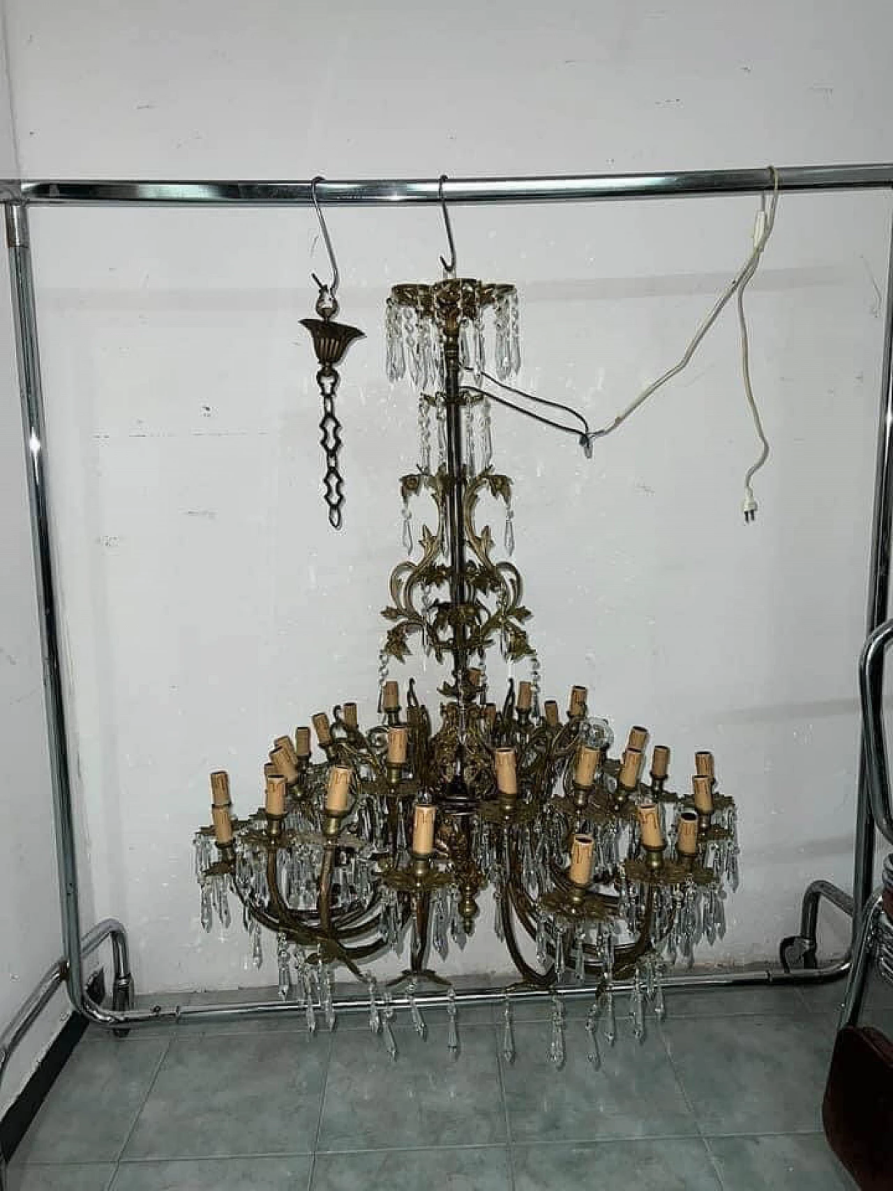 Thirty-light metal and crystal chandelier, early 20th century 1