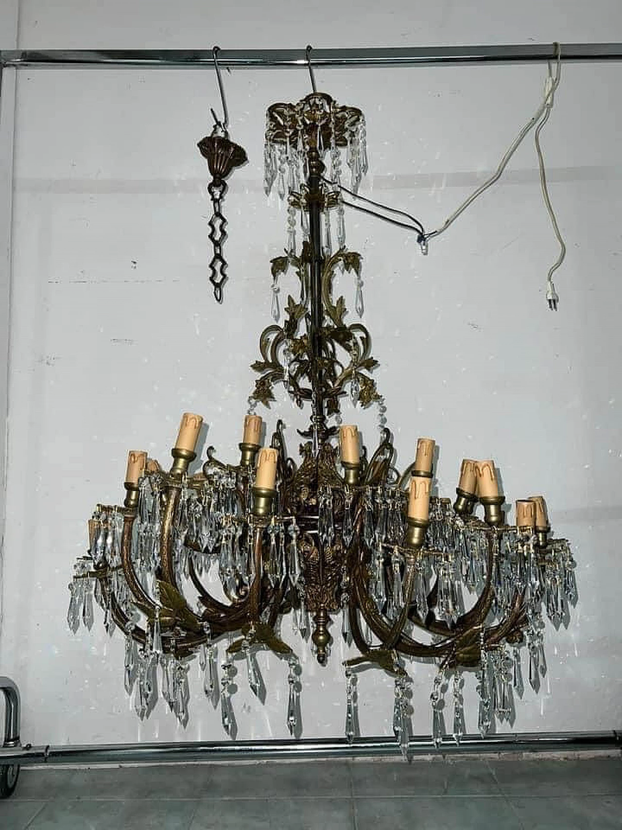 Thirty-light metal and crystal chandelier, early 20th century 5