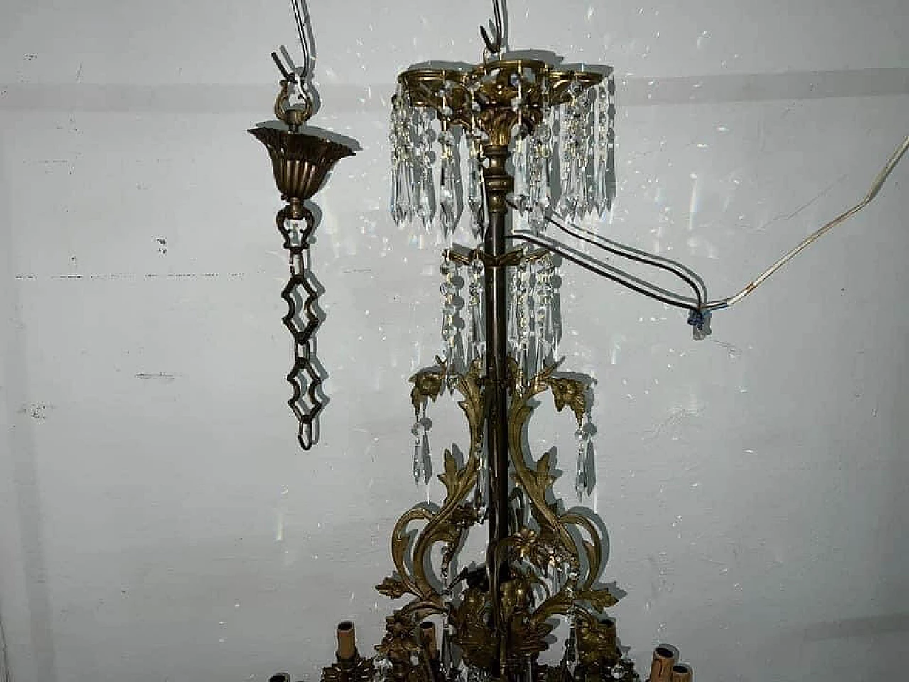 Thirty-light metal and crystal chandelier, early 20th century 7