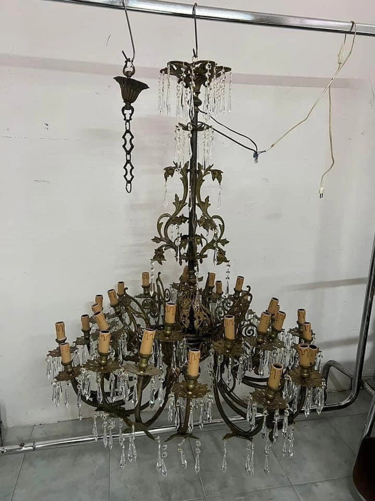 Thirty-light metal and crystal chandelier, early 20th century 11