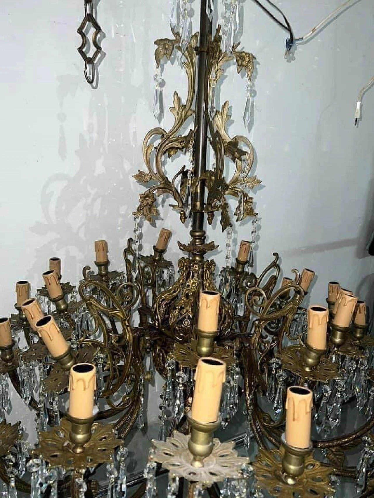 Thirty-light metal and crystal chandelier, early 20th century 12