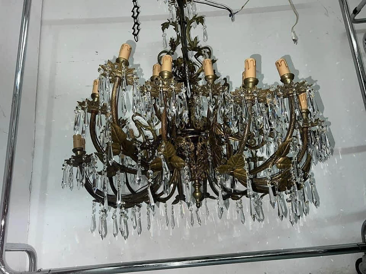 Thirty-light metal and crystal chandelier, early 20th century 13