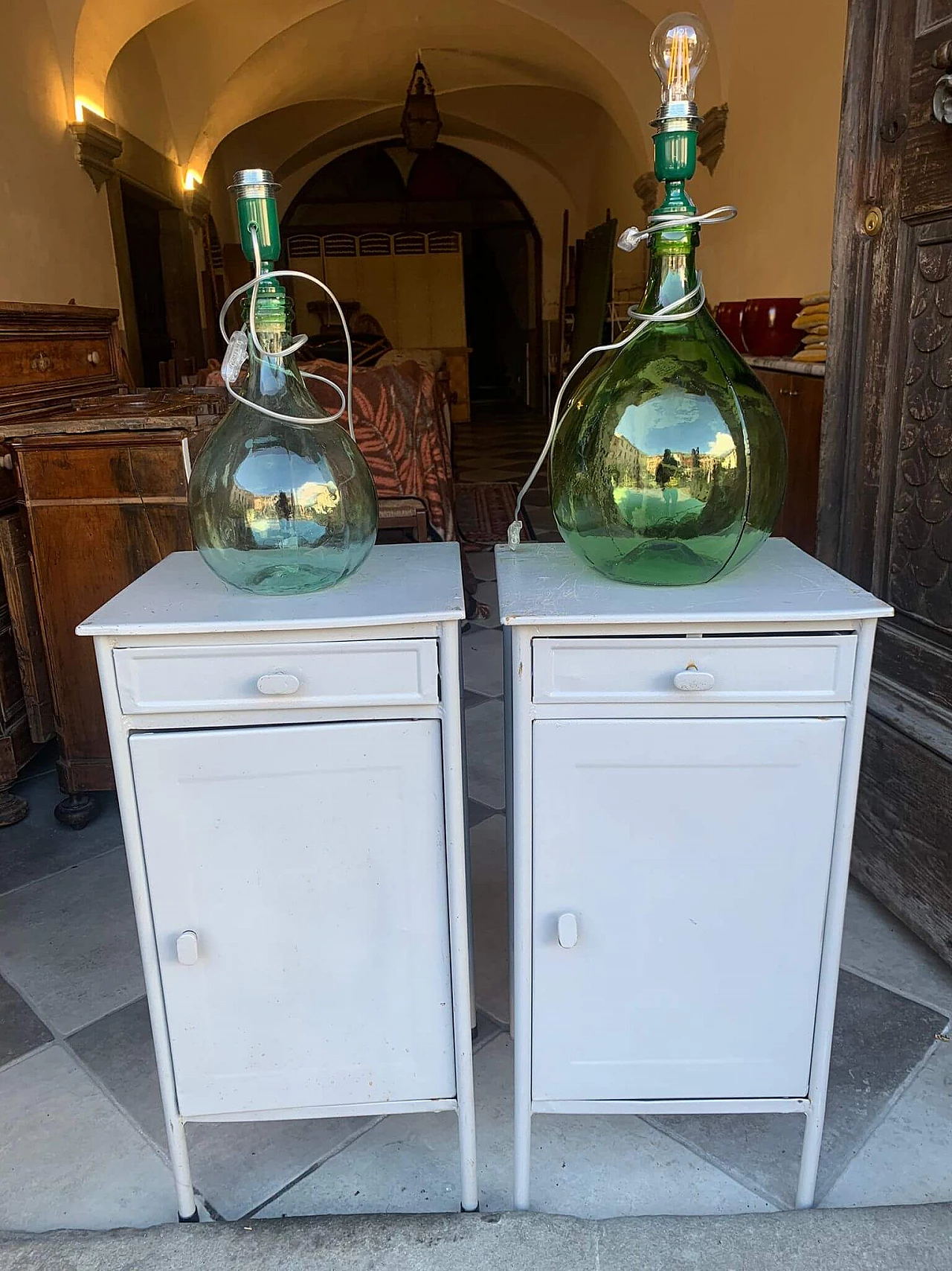 Pair of Czechoslovakian metal bedside tables 4