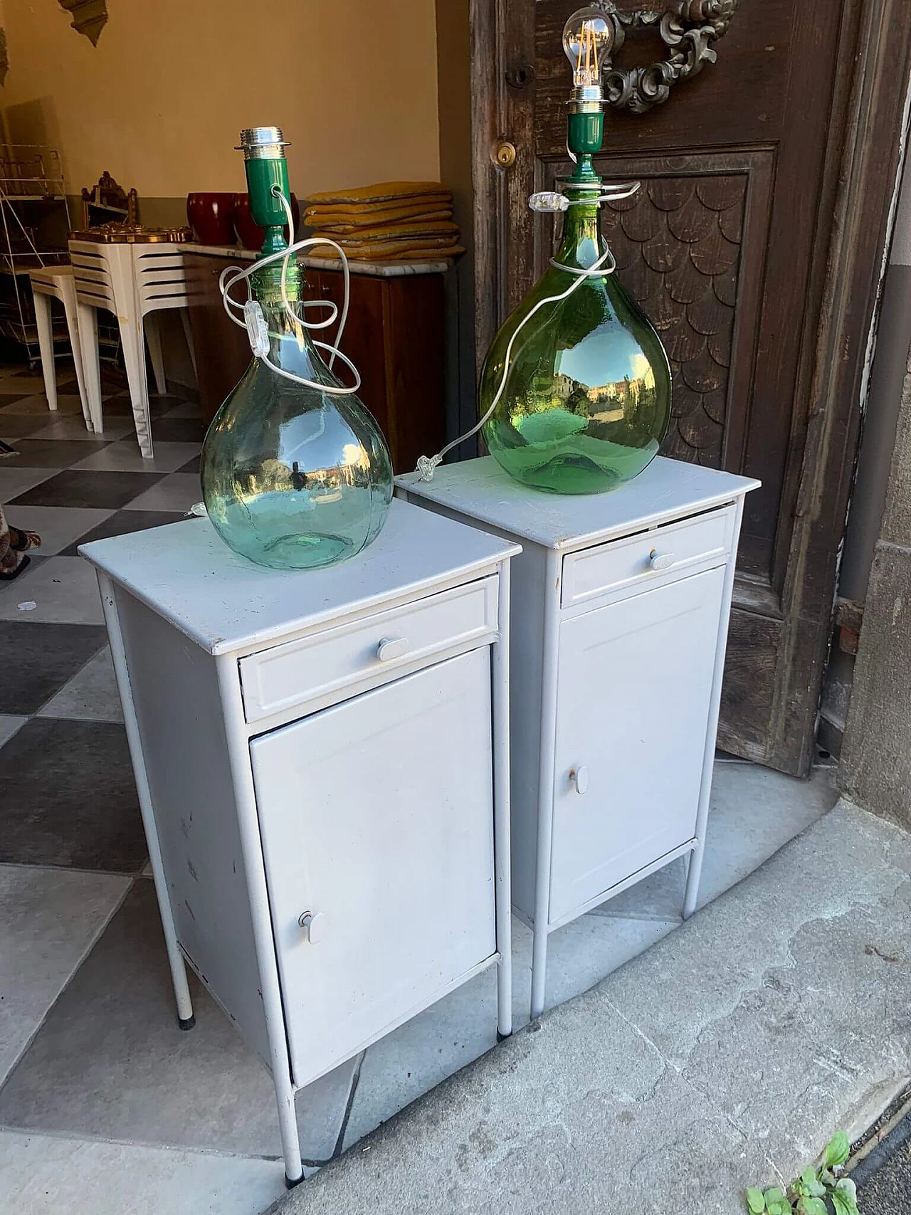 Pair of Czechoslovakian metal bedside tables 5