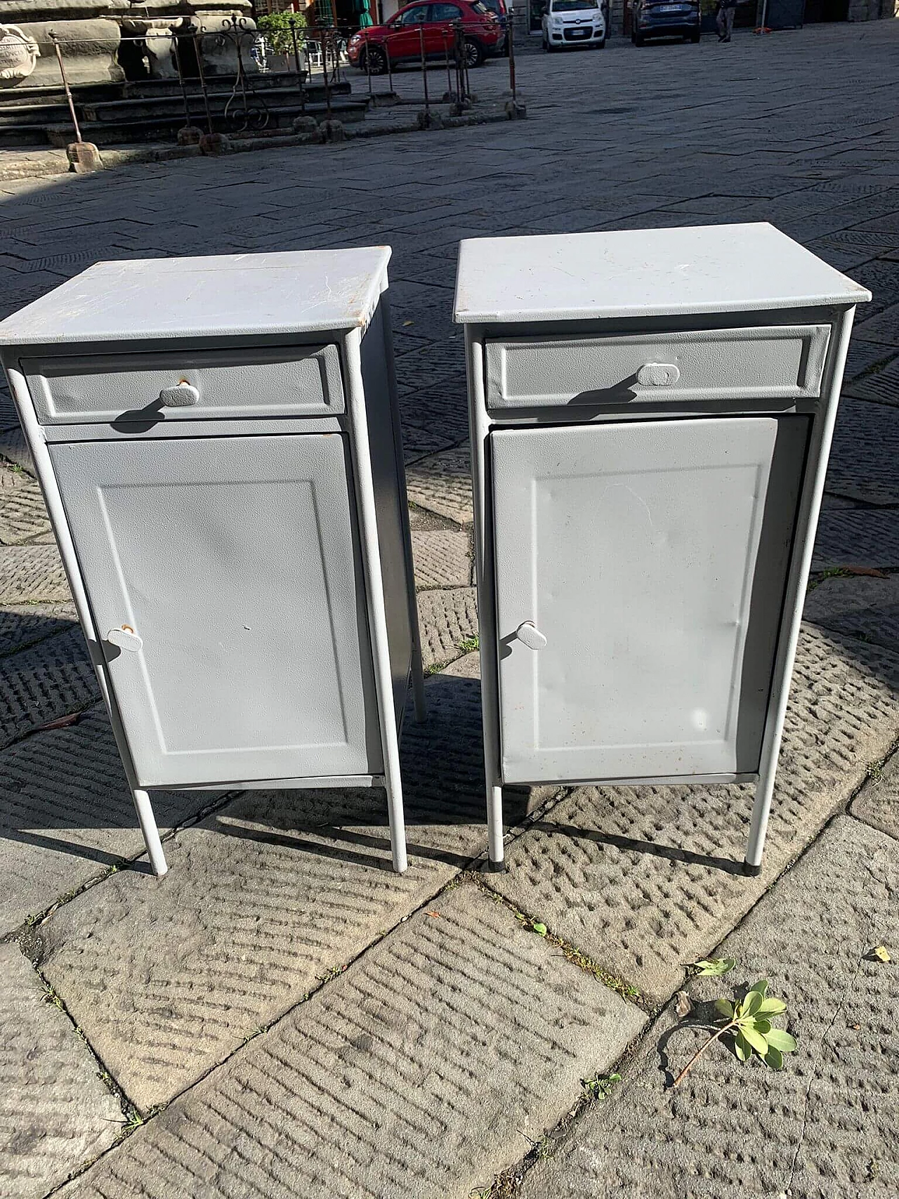 Pair of Czechoslovakian metal bedside tables 7