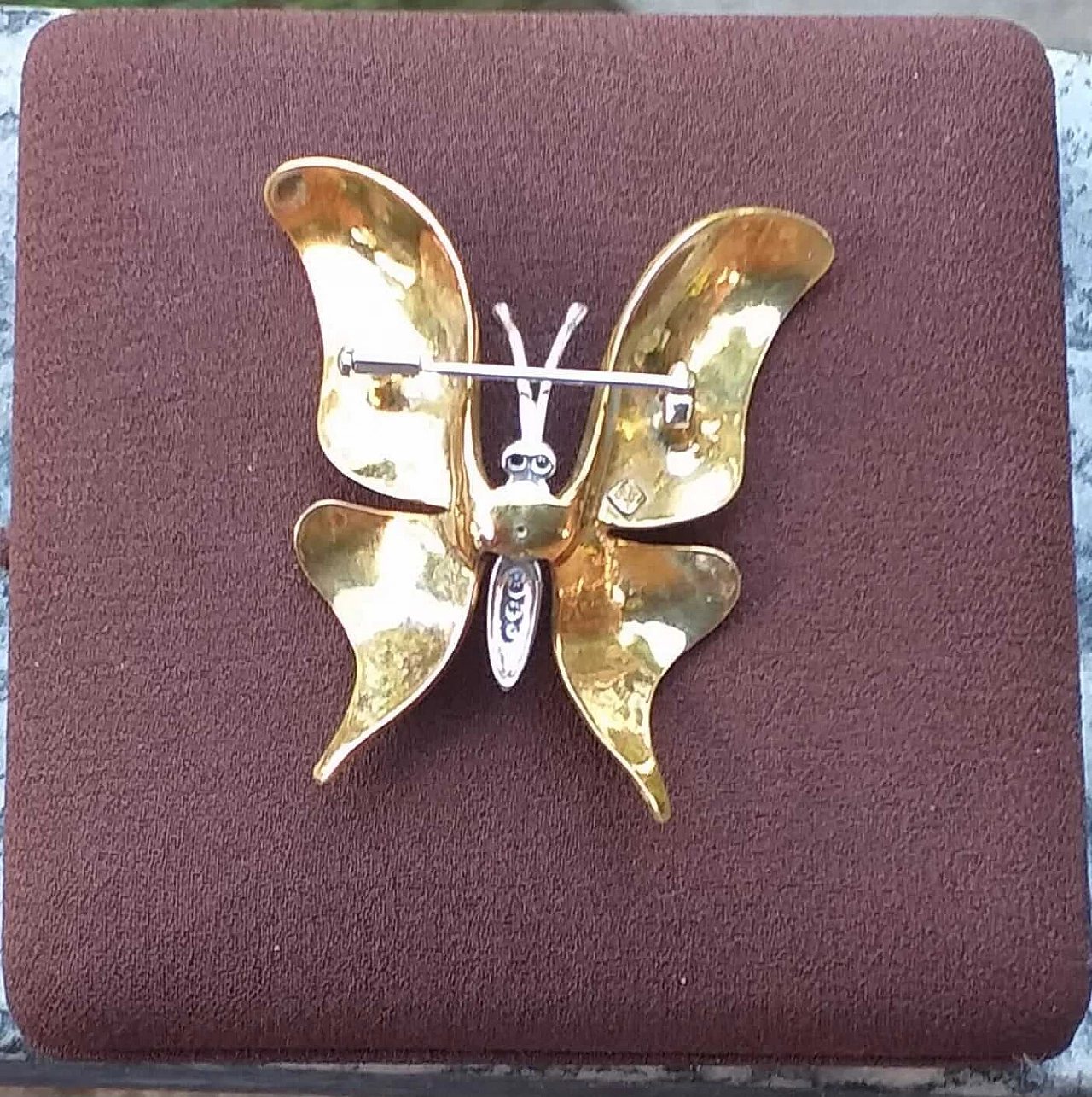 Gold, enamel and diamond butterfly brooch, 1970s 3