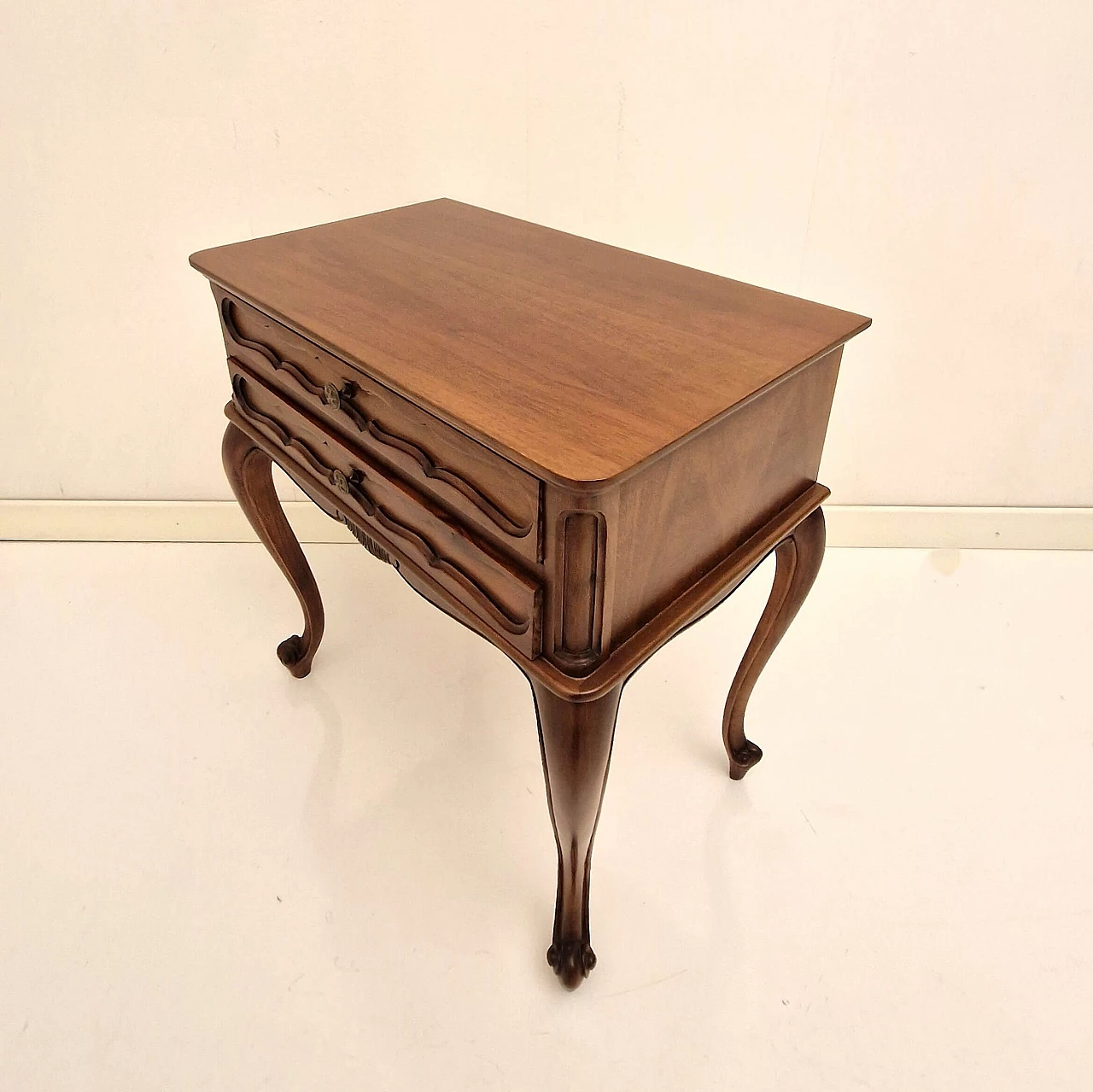 Carved national walnut bedside table 2