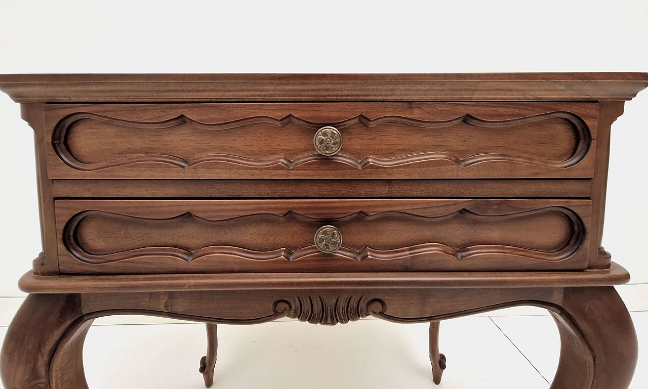 Carved national walnut bedside table 7