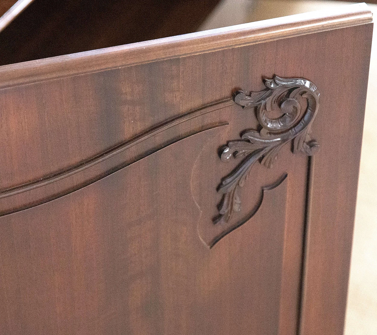 Dark stained national walnut sideboard with carvings, 1940s 3