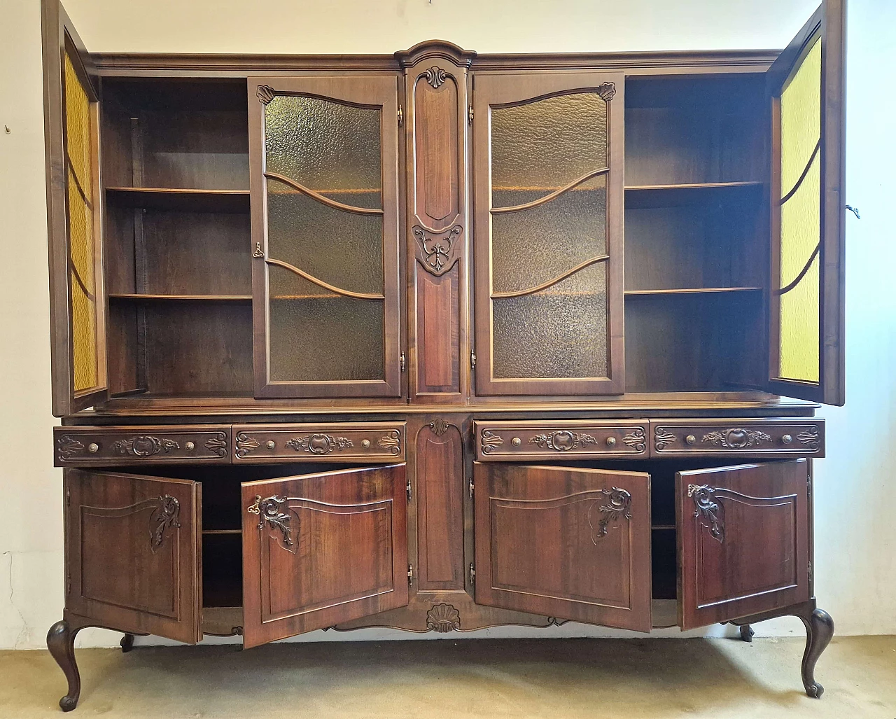 Dark stained national walnut sideboard with showcase, 1960s 2