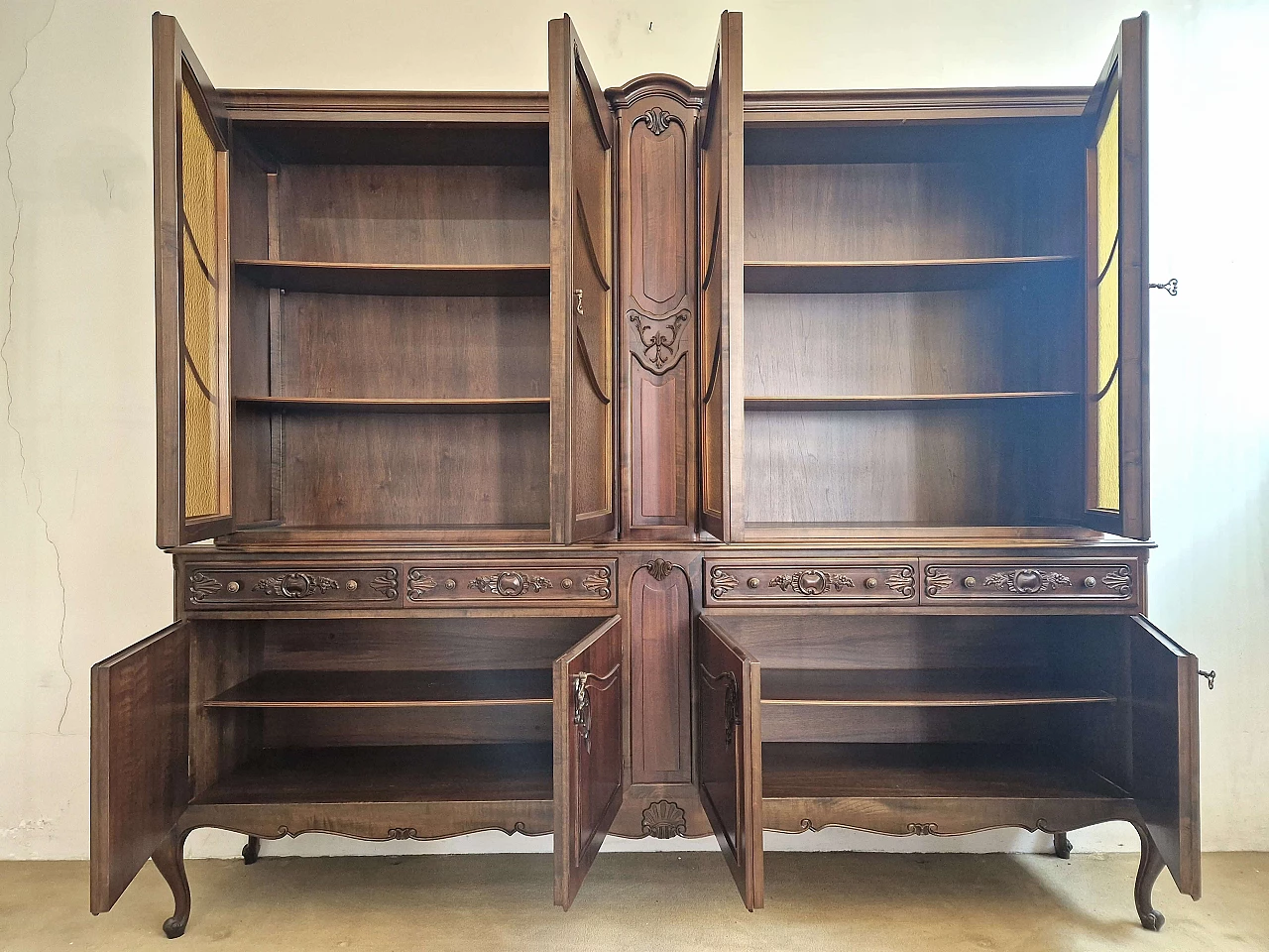 Dark stained national walnut sideboard with showcase, 1960s 3