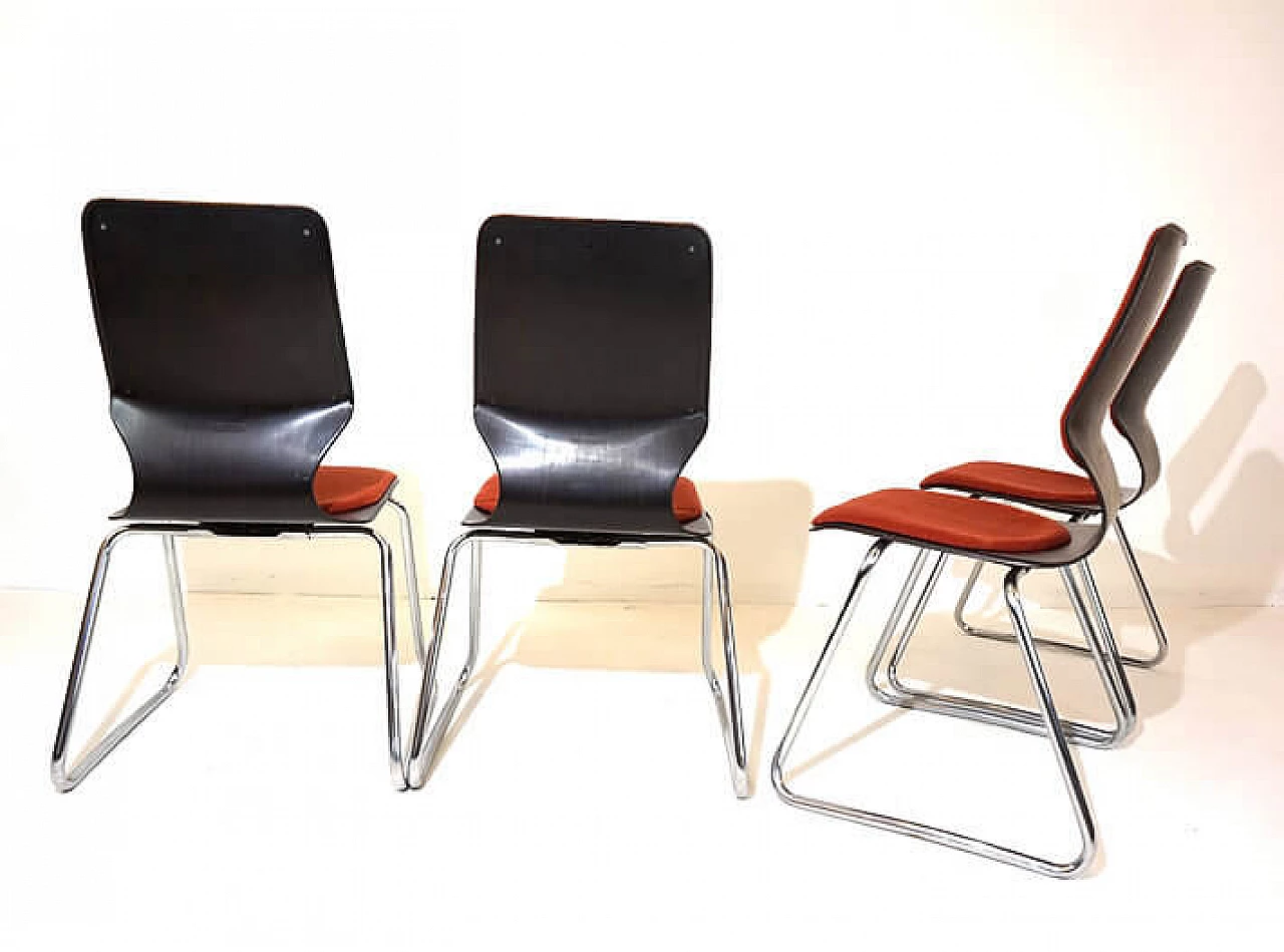 4 Pagwood chairs by Elmar Flötotto for Pagholz Flötotto, 1960s 4