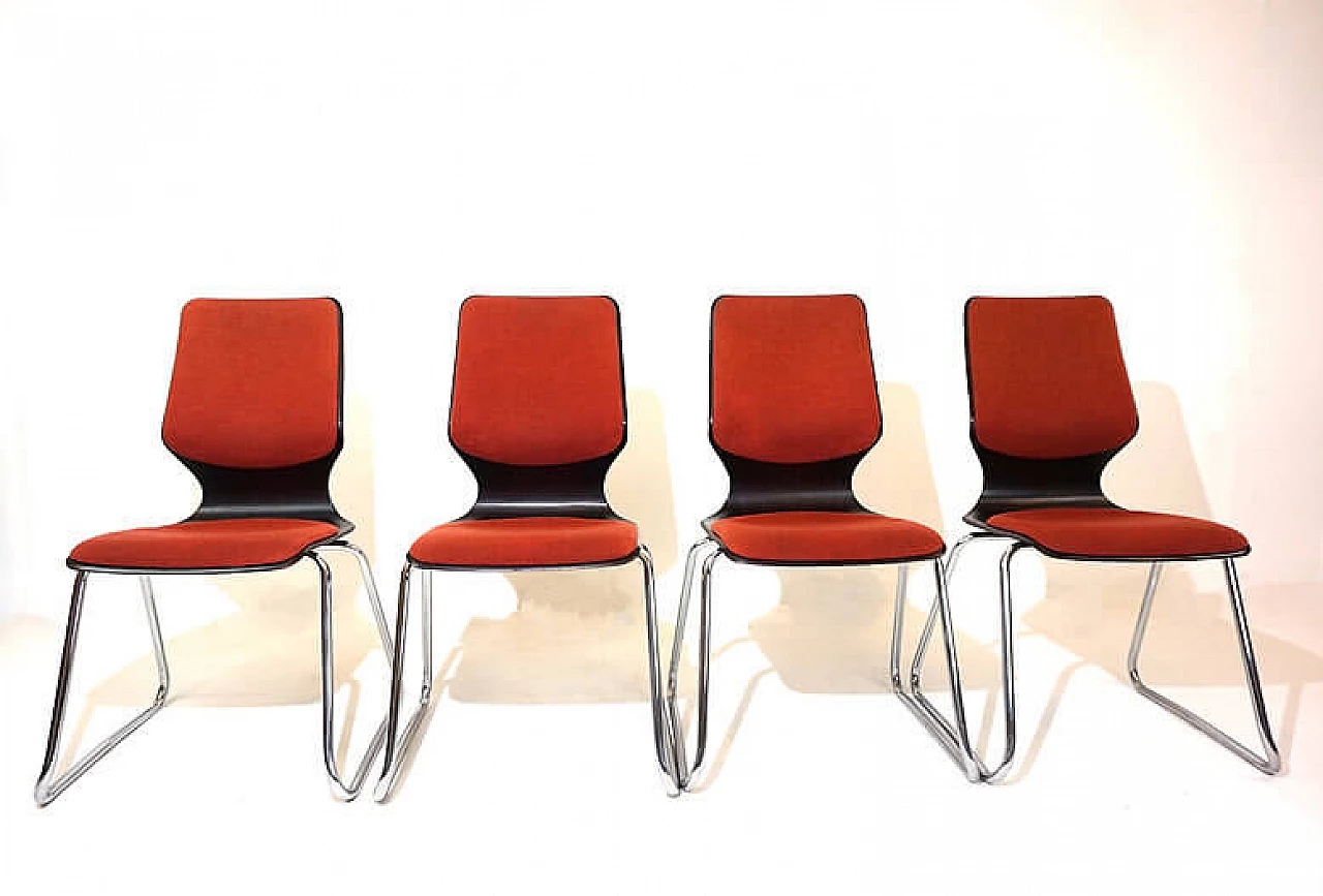 4 Pagwood chairs by Elmar Flötotto for Pagholz Flötotto, 1960s 5