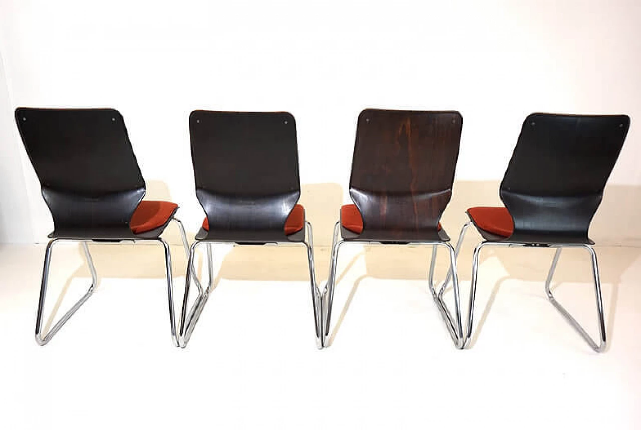 4 Pagwood chairs by Elmar Flötotto for Pagholz Flötotto, 1960s 8