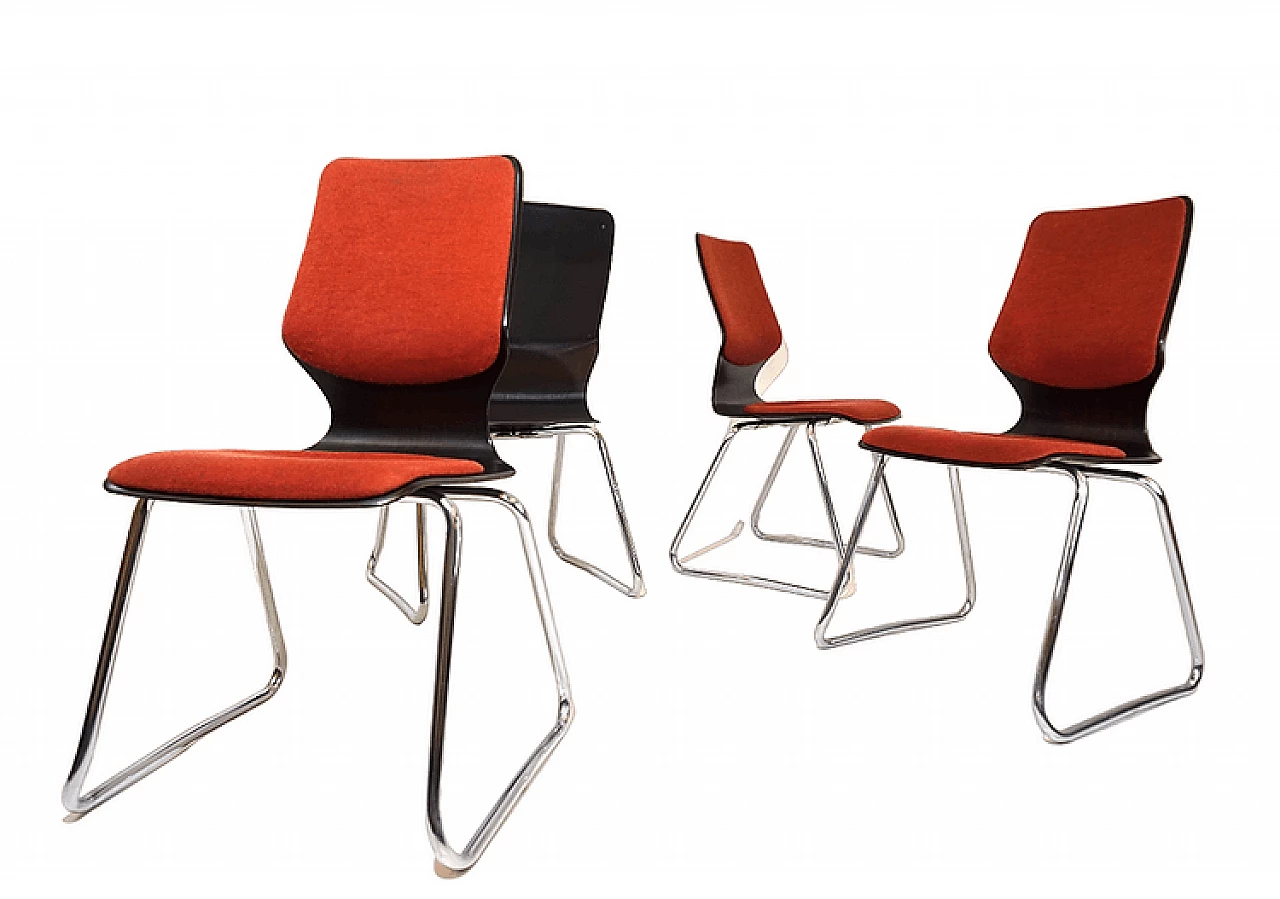 4 Pagwood chairs by Elmar Flötotto for Pagholz Flötotto, 1960s 10