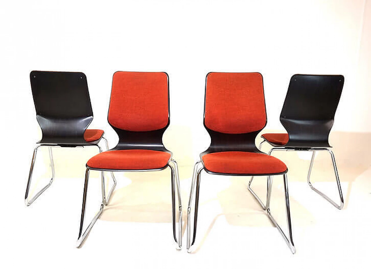 4 Pagwood chairs by Elmar Flötotto for Pagholz Flötotto, 1960s 15