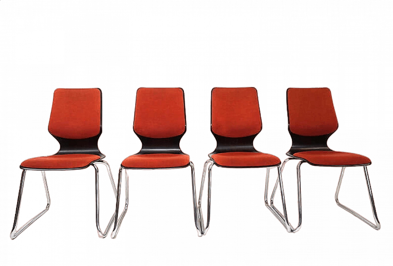 4 Pagwood chairs by Elmar Flötotto for Pagholz Flötotto, 1960s 16