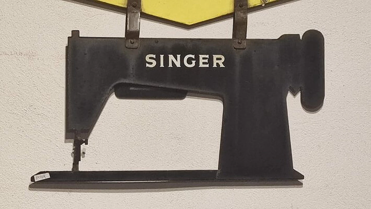 Yellow metal sign for Singer, 1950s 8