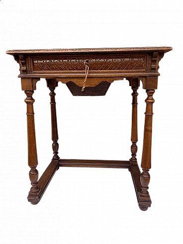 Chestnut coffee table with carvings