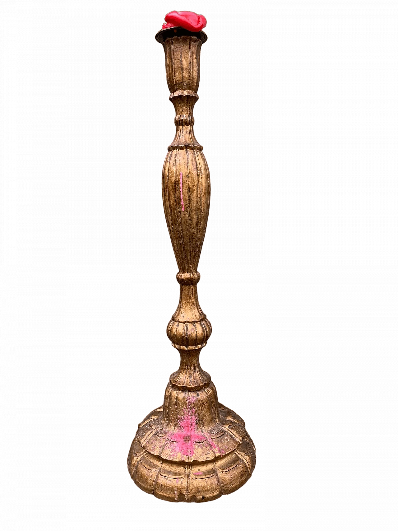 Gilded wood candlestick, early 20th century 7