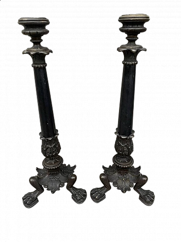 Pair of iron candlesticks