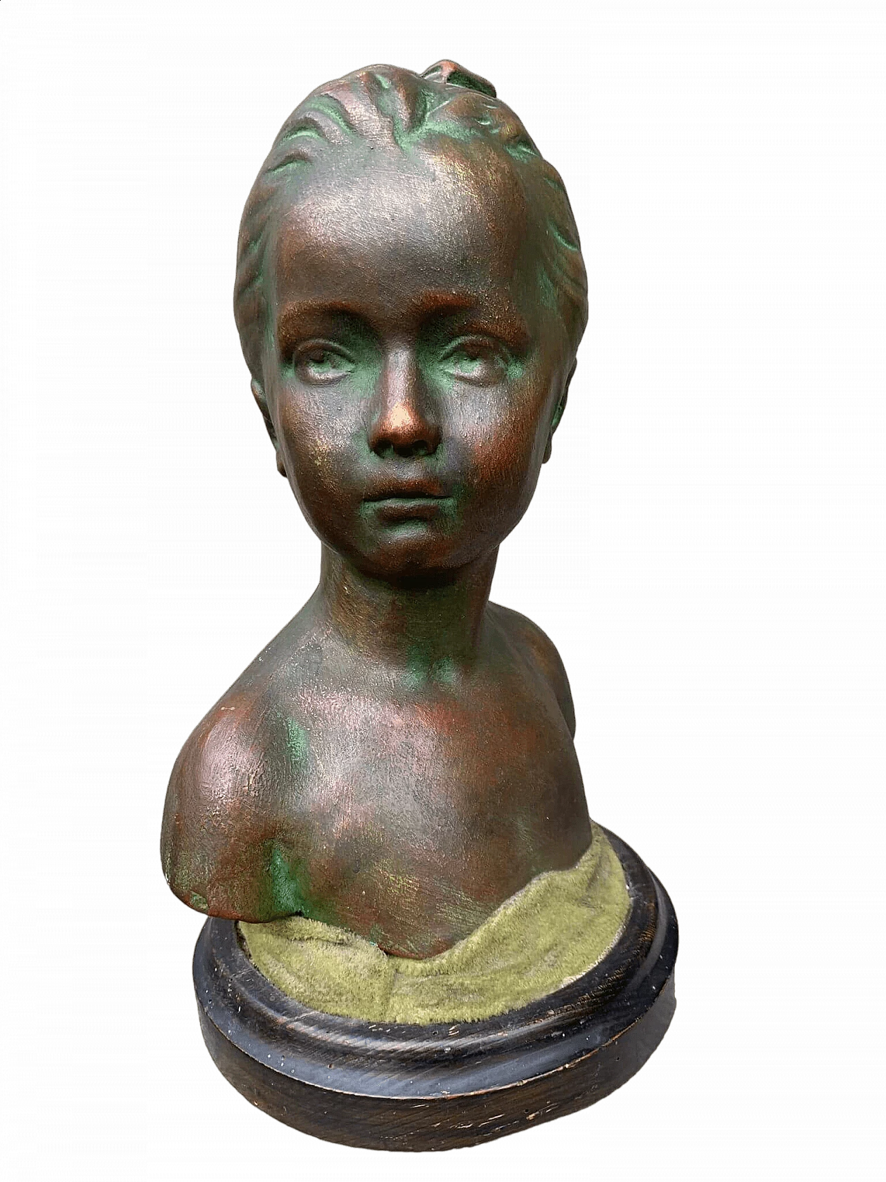 Bronze patinated terracotta female bust sculpture 7