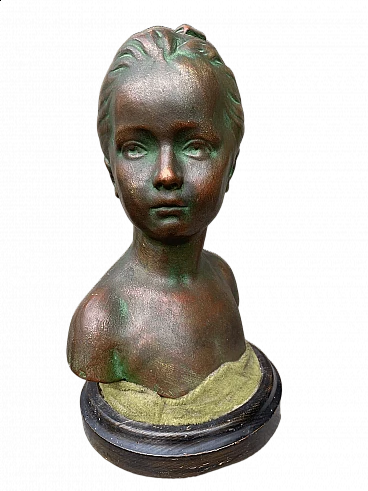 Bronze patinated terracotta female bust sculpture