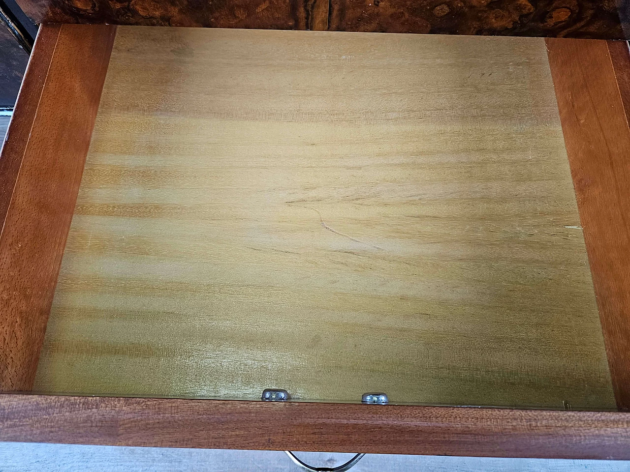 Wood and brass chest of drawers with marbled glass top, 1950s 32