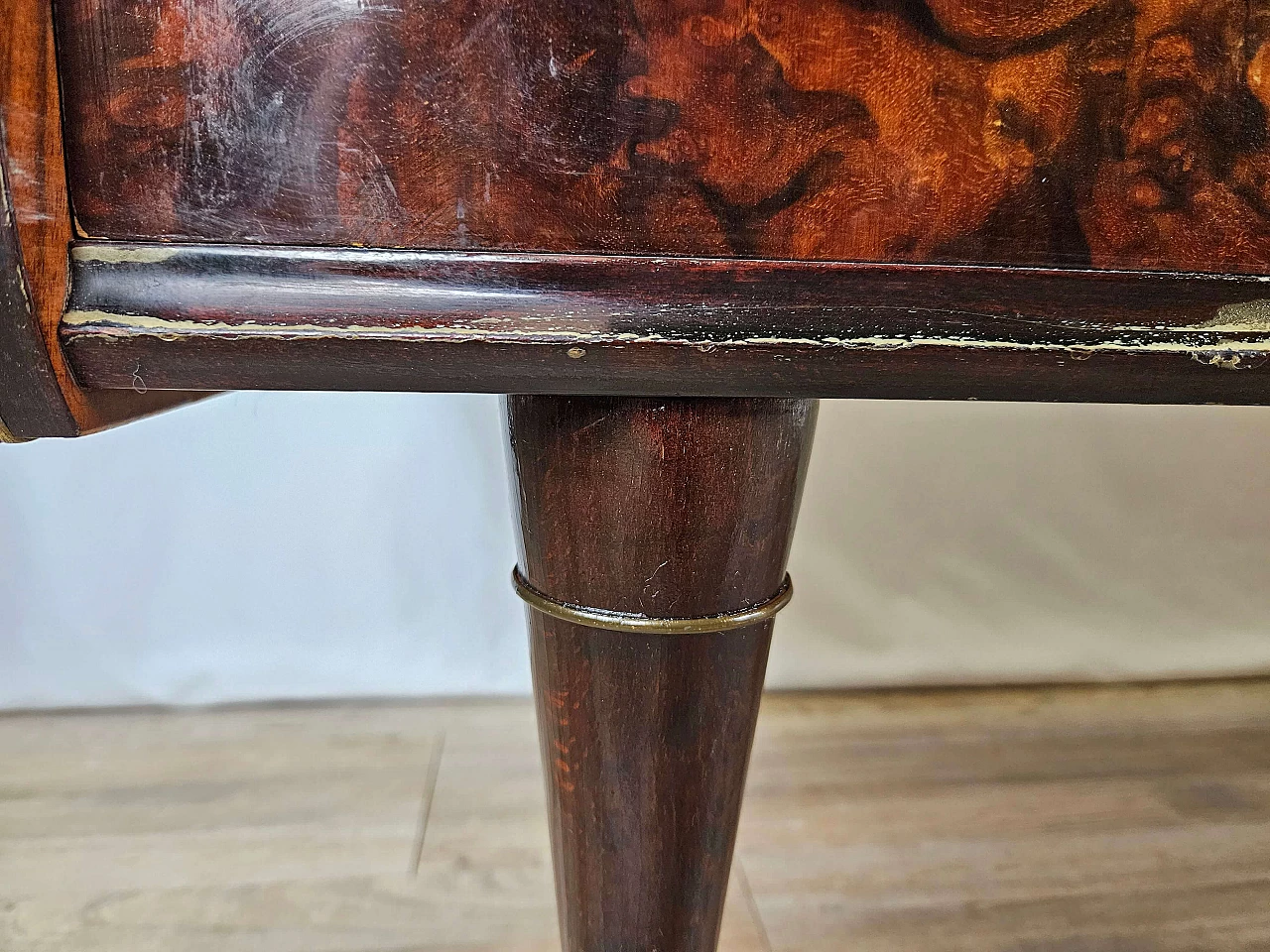 Wood and brass chest of drawers with marbled glass top, 1950s 36