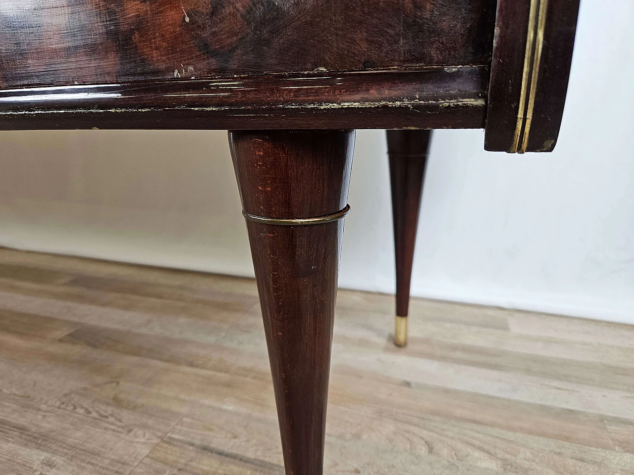 Wood and brass chest of drawers with marbled glass top, 1950s 39