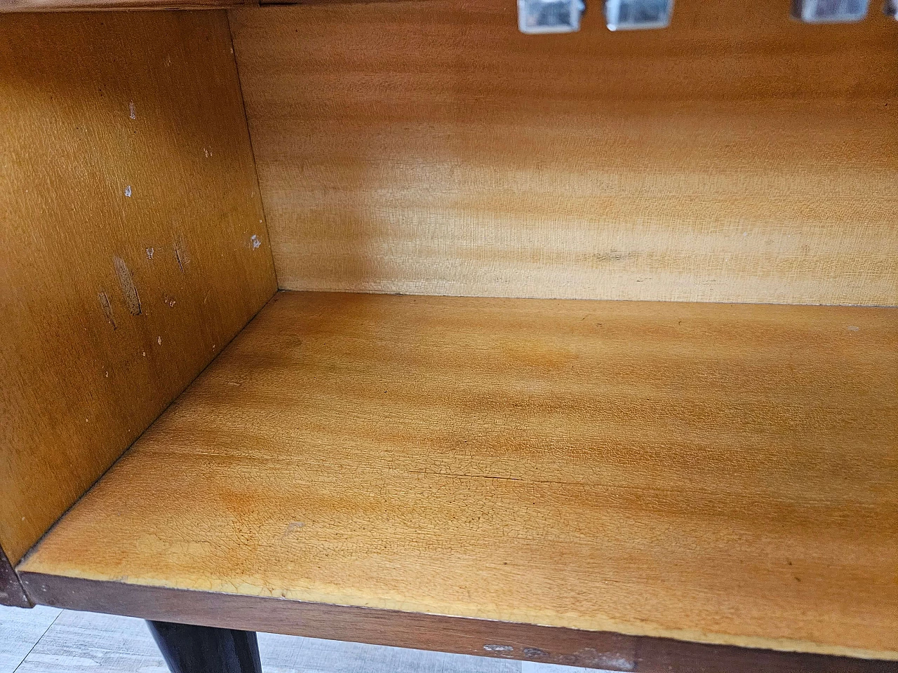 Pair of wood bedside tables with stained glass top, 1950s 17