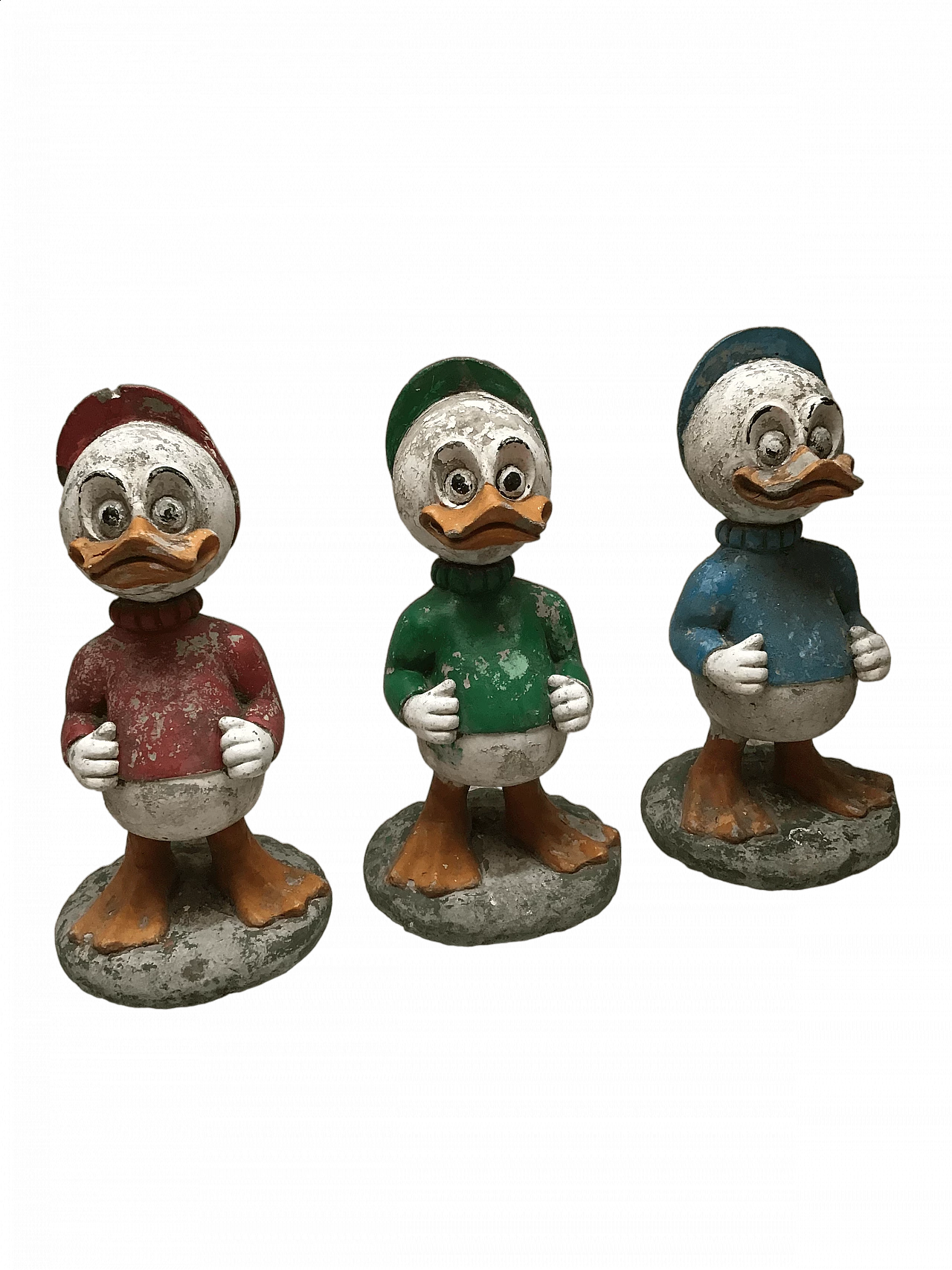 3 Concrete garden sculptures depicting Huey, Dewey and Louie, 1950s 4