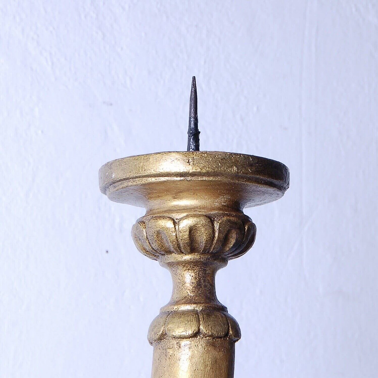 Gilded wood ecclesiastical wall candle holder, 19th century 6