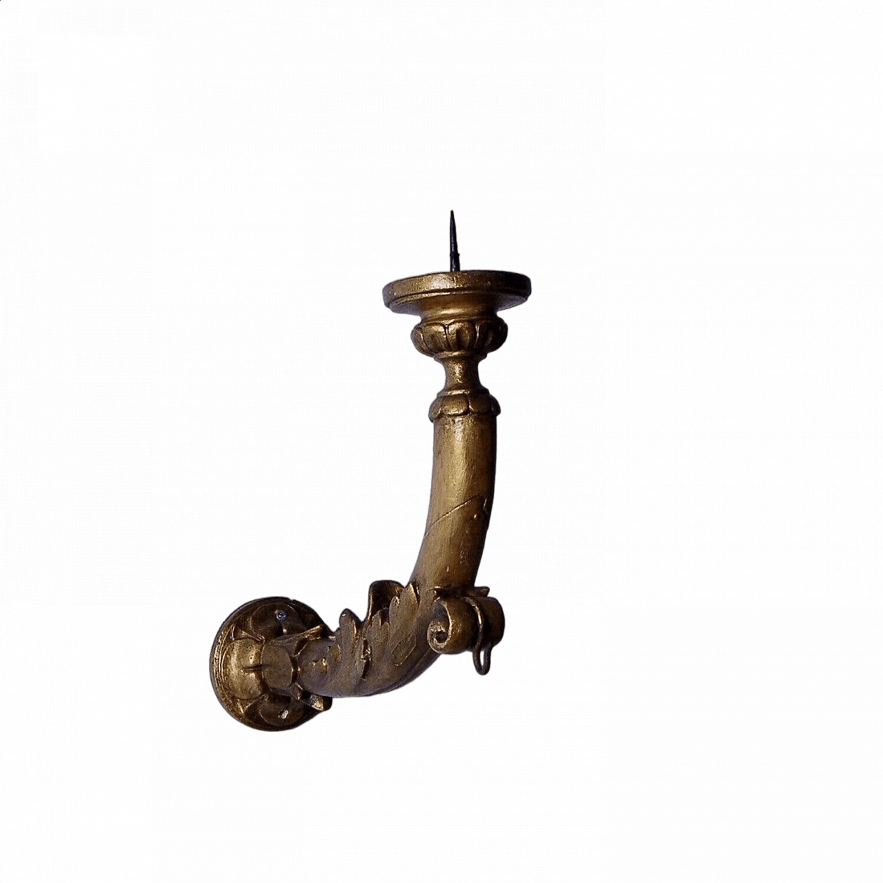 Gilded wood ecclesiastical wall candle holder, 19th century 13