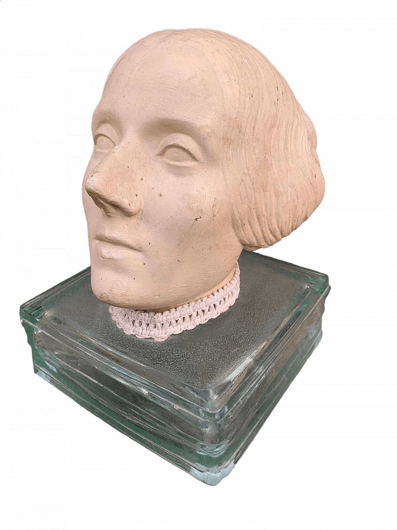 Plaster head of a woman on glass base, early 20th century 10