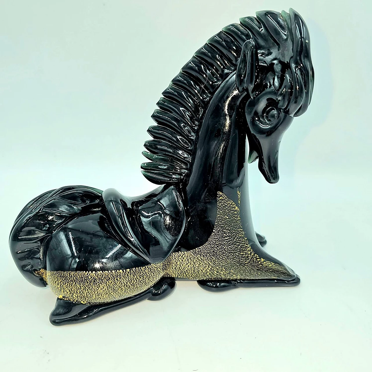 Statuette of saddled Arabian horse in Murano glass, 1970s 1