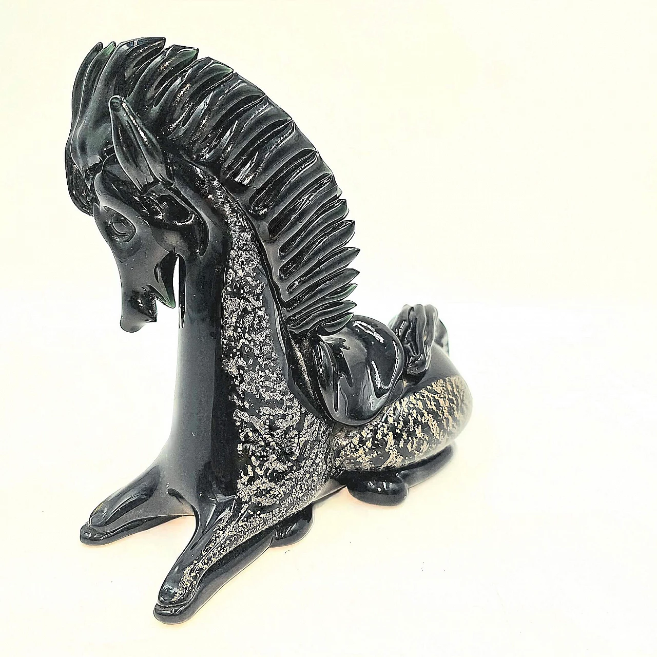 Statuette of saddled Arabian horse in Murano glass, 1970s 2