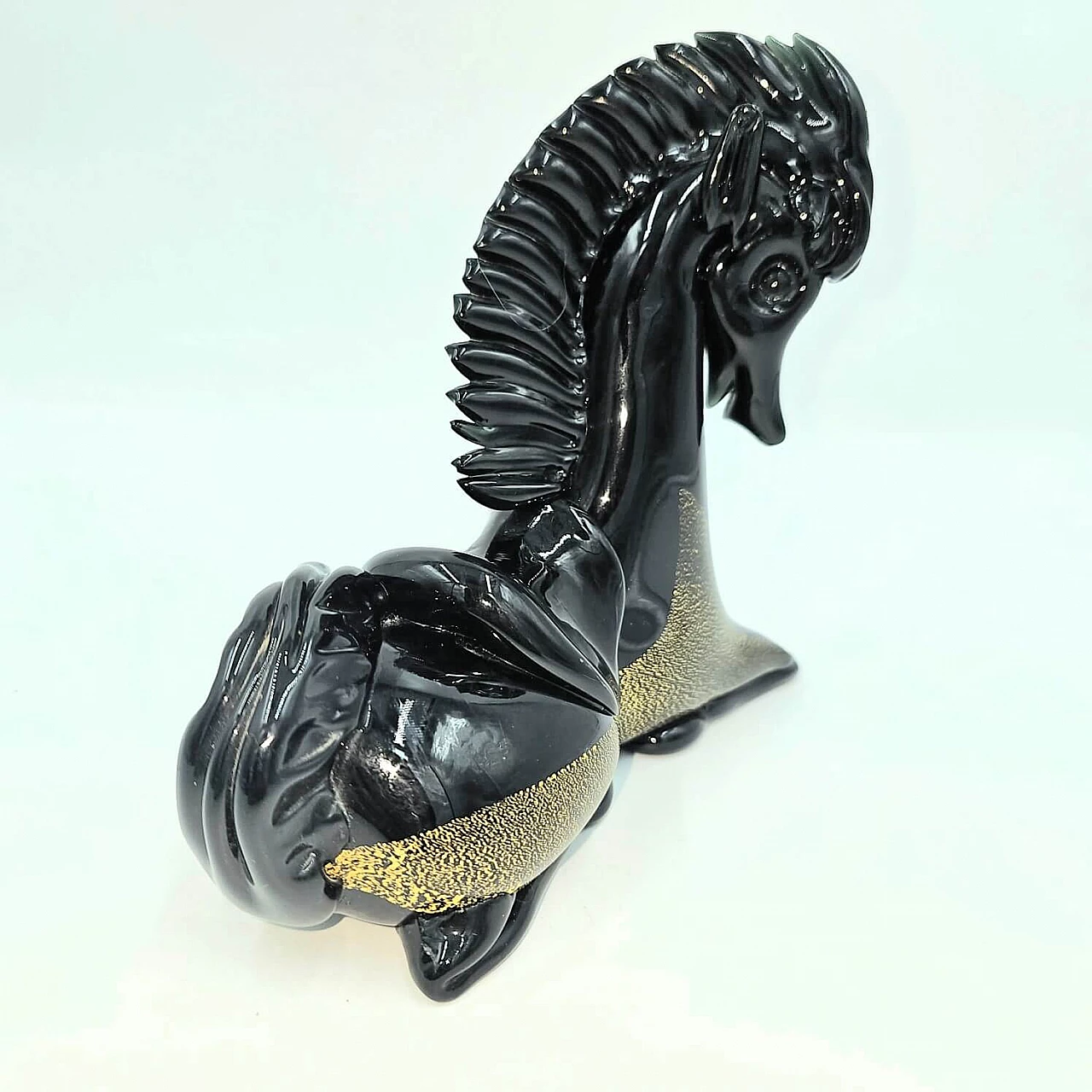 Statuette of saddled Arabian horse in Murano glass, 1970s 4