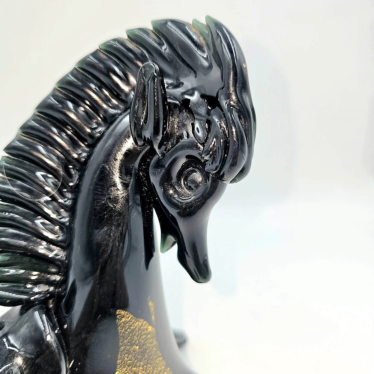 Statuette of saddled Arabian horse in Murano glass, 1970s 6