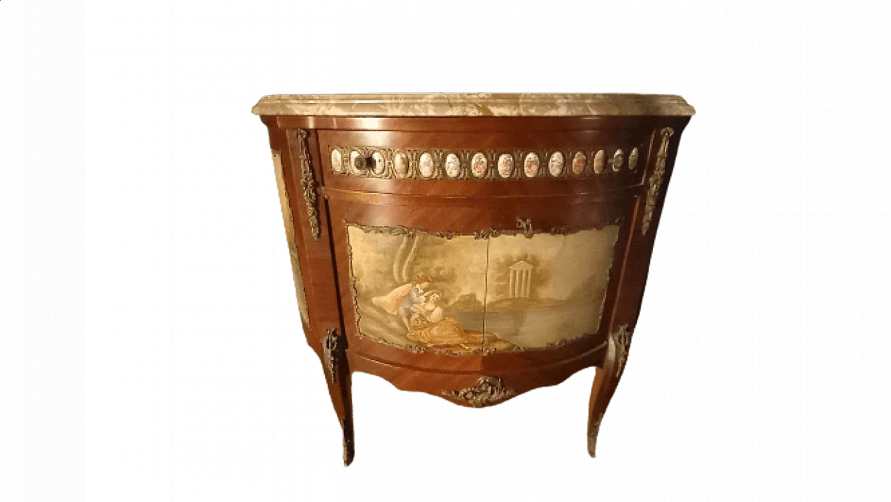 Sideboard with pink marble top and ceramic decorations, 1960s 1