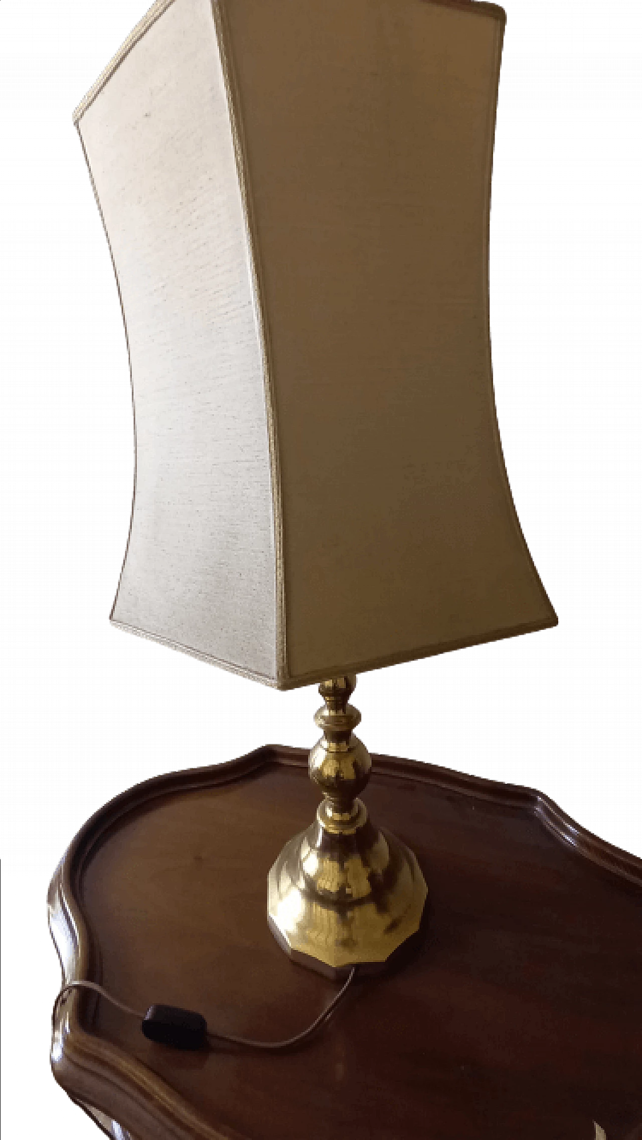 Brass table lamp with fabric lampshade 1