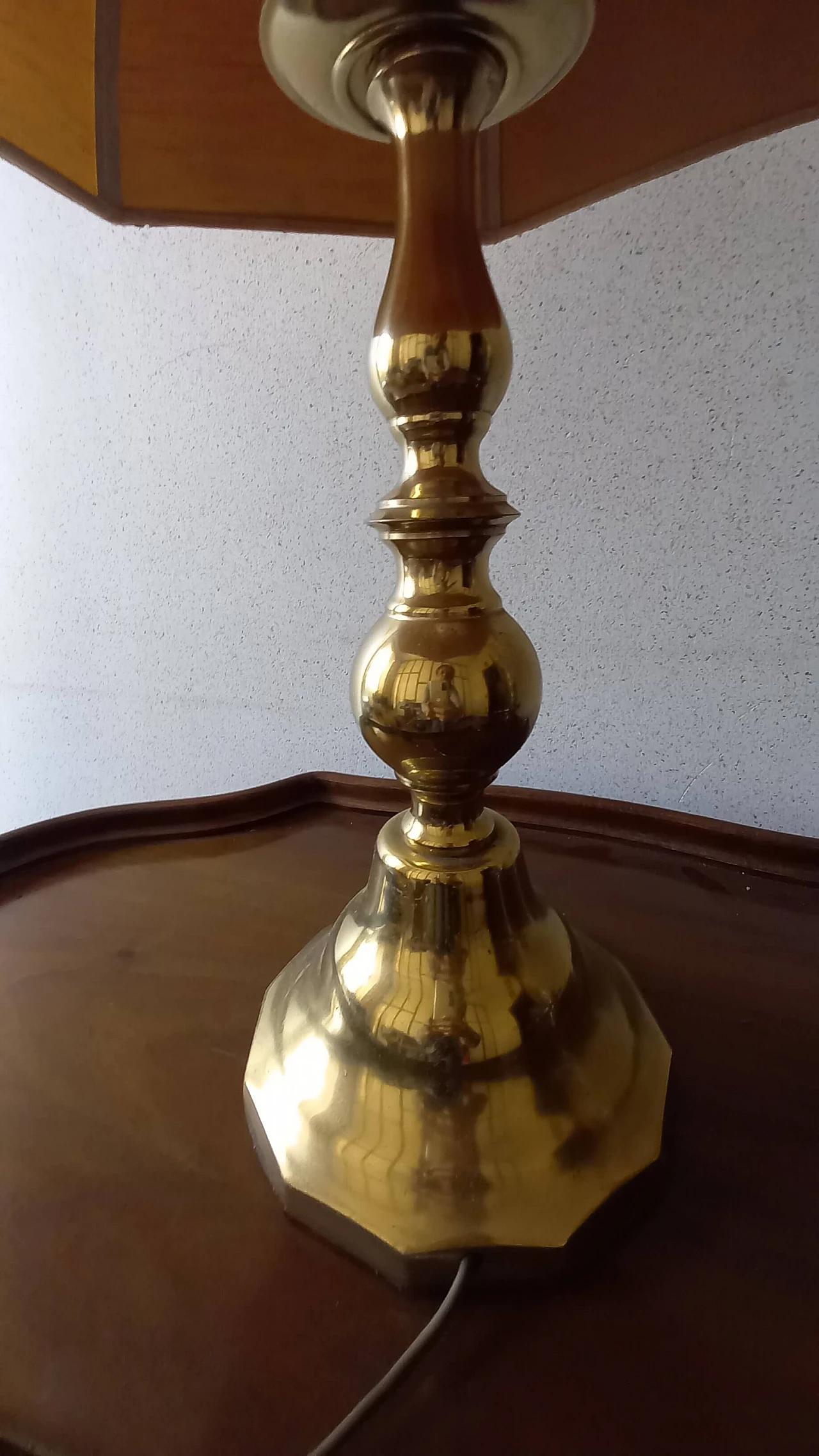 Brass table lamp with fabric lampshade 2