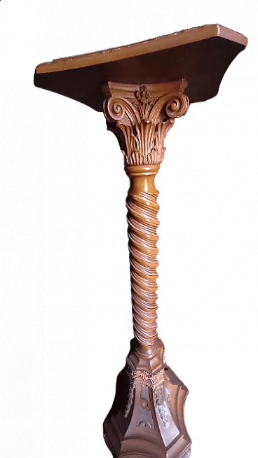 Carved wood vase-holder column, early 20th century