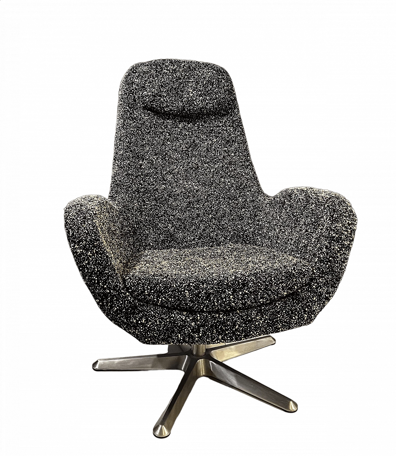 Canadian bouclé fabric and metal swivel armchair, 1980s 9